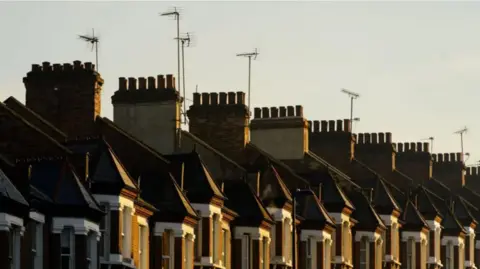 A terraced street of houses