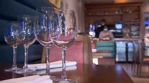 BBC Wine glasses in restaurant