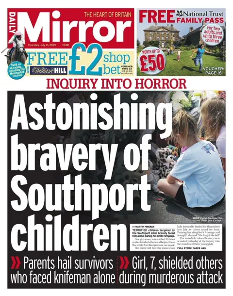 Front page of the Mirror for 10 July