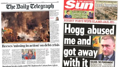 index picture combining the front pages of two newspapers