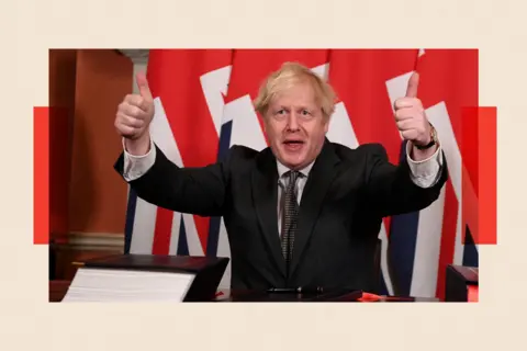 Reuters Boris Johnson gives a thumbs up after signing the Brexit trade deal with the EU at number 10 Downing Street in London