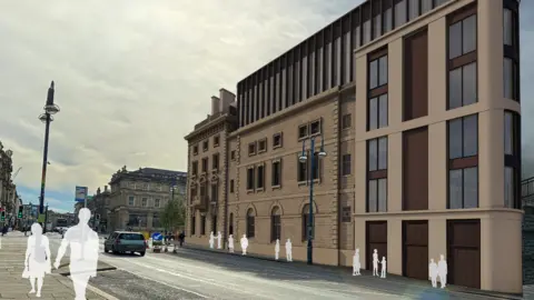 An artist's impression of how a renovated George Hotel in Huddersfield would look.