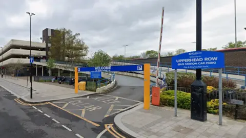 The entrance to a multi storey car park in Huddersfield