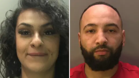 Police mugshots of Fatimaalzhra Yousif and Jay Lindo in a composite image.