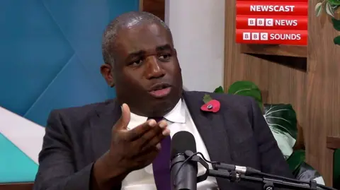 Foreign Secretary David Lammy being interviewed by BBC Newscast