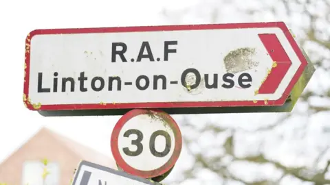 Street sign pointing the way to RAF Linton-on-Ouse