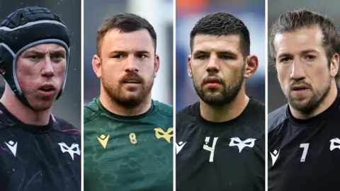 Adam Beard, Morgan Morris, Rhys Davies and Justin Tipuric