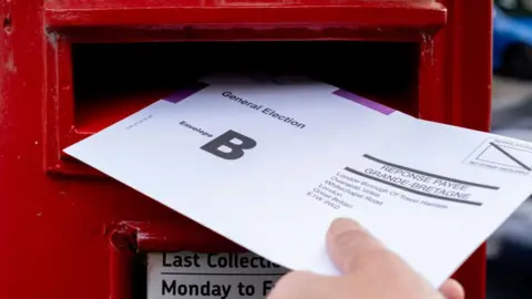 Getty Images post box with person posting ballot