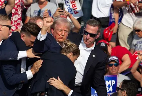 Getty Images Former US President Donald Trump at Butler, Pennsylvania campaign rally 