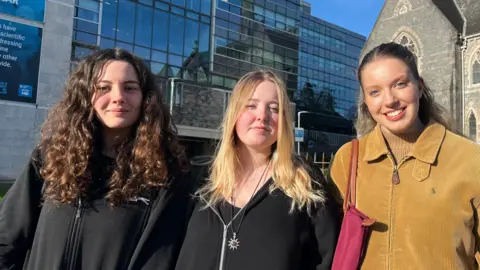 Sophie Haider, Jesse Radley and Yanna Lapworth, all students at Plymouth University.