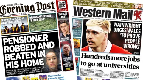 Front page of South Wales Evening Post & Western Mail