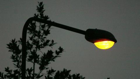 A streetlight at night
