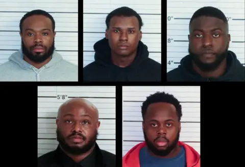 Shelby County Sheriff's Office A combination photo of mugshots shows the Memphis police officers charged with second-degree murder in the death of Tyre Nichol