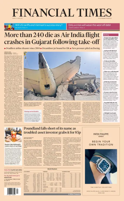  "More than 240 dies as Air India flight crashes in Gujarat following take-off". 