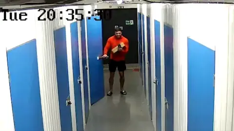 North West Regional Organised Crime Unit CCTV footage of Reece Barns in a lock-up