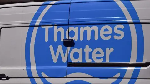Getty Images A general view picture of the side of a Thames Water van, with the company's blue logo.