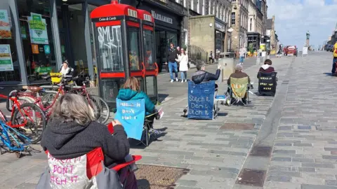 Mary Morton Street stitchers in Edinburgh city centre