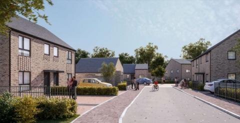 A digital image of how the new housing development in Old Fallings Crescent, Low Hill, could look