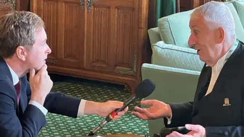 Ben Wright interviews Sir Lindsay Hoyle in speaker's house 