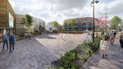 Somerset Council An artists impression of a public square
