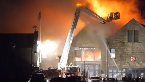 St Ives TV Fire crews fighting the fire