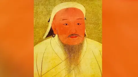 An illustrated portrait of Genghis Kahn