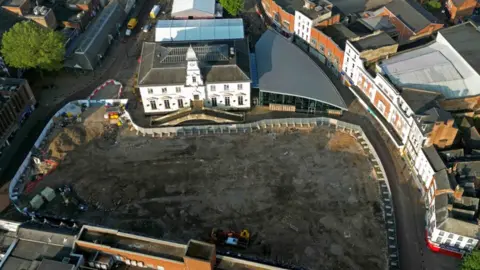 Leicester City Council A bird's eye view of the cleared marketplace next to Wetherspoons and the indoor food court