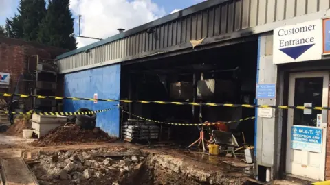 West Midlands Fire Service Smoke-damaged garage