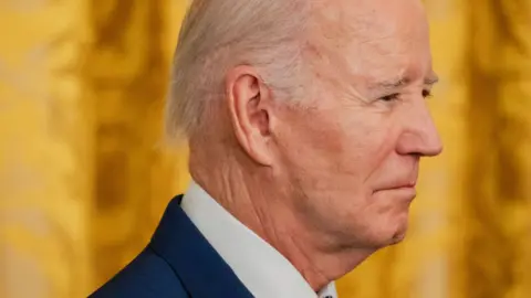 Getty Images Biden was seen with marks on his face before officials disclosed his use of a CPAP machine