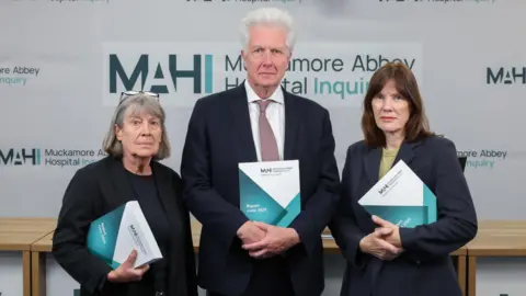 Attached MAHI Photo 2: (from Left to Right) Muckamore Abbey Hospital Inquiry Report Published. Pictured is the Inquiry panel: Professor Glynis Murphy, Chair Tom Kark KC and Dr Elaine Maxwell 