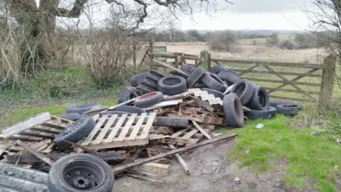 Somerset Wildlife Trust Pile of fly-tipped rubbish