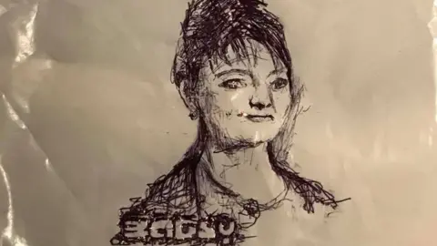 Bagsy Image of Plaid Cymru leader Leanne Wood drawn by Bagsy on a carrier bag