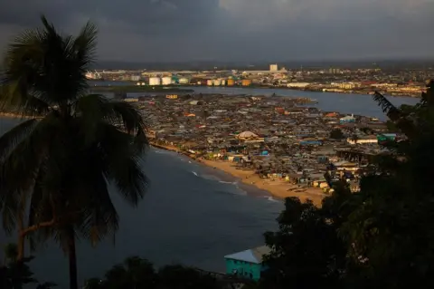 Hugh Kinsella Cunningham An aerial view of West Point, Monrovia, Liberia.