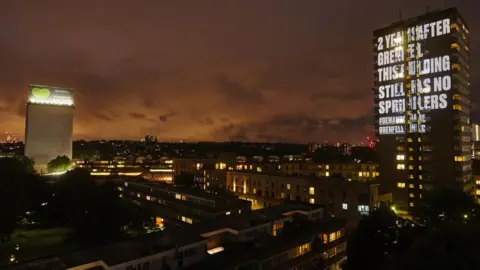 Grenfell United  Image of message which appears on Frinstead House, London