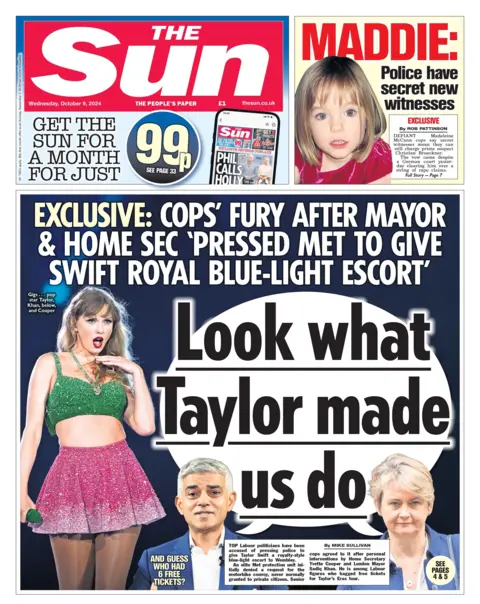 Front page of The Sun