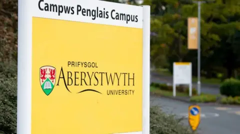 Getty Images Aberystwyth University sign