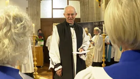 BBC The Archbishop of Canterbury at a service in Torquay