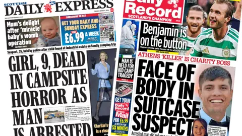 Scottish Daily Express and Daily Record front pages