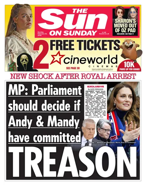  Parliament should decide if Andy & Mandy have committed treason" reads the headline on the front page of the Sun on Sunday.