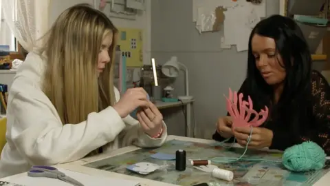 BBC Destiny makes crafts to sell while she is homeschooled by her mum Elina