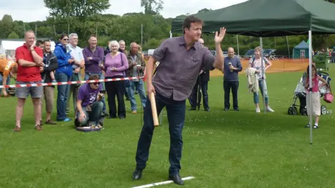 David Cameron playing Aunt Sally at Charlbury Beer Festival 2011