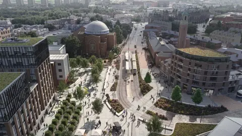 Rochdale Borough Council Aerial view of the how the new Station Square could look
