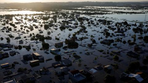 A view of flooded streets in Canoas, in Rio Grande do Sul, Brazil, May 6, 2024