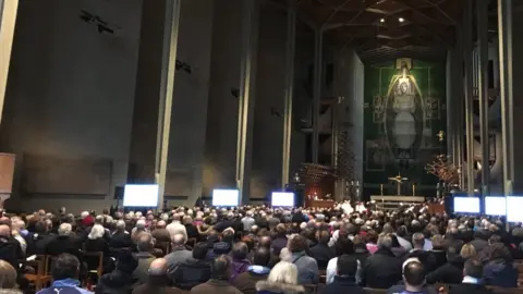 The inside of the cathedral during the service