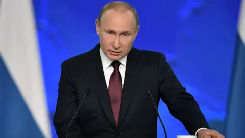 Reuters Russia's President Vladimir Putin giving a speech to the Federal Assembly, February 2019