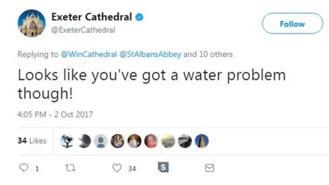 @ExeterCathedral/Twitter Exeter Cathedral: Looks like you've got a water problem though!