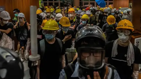 Getty Images Protesters break into the Legislative Council Complex in July 2019