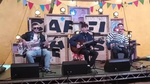 Welsh-language rock band Gelert performing at the National Eisteddfod