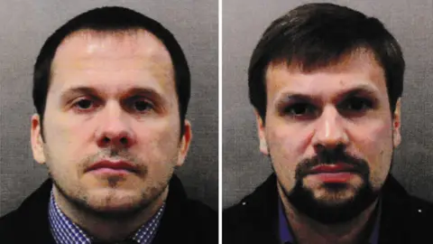 Metropolitan Police Two mugshot-style pictures of Ruslan Boshirov and Alexander Petrov.