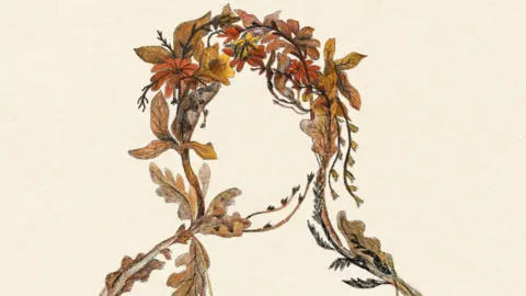 Artist impression showing the sculpture which has leaves in the shape of an outline of a face